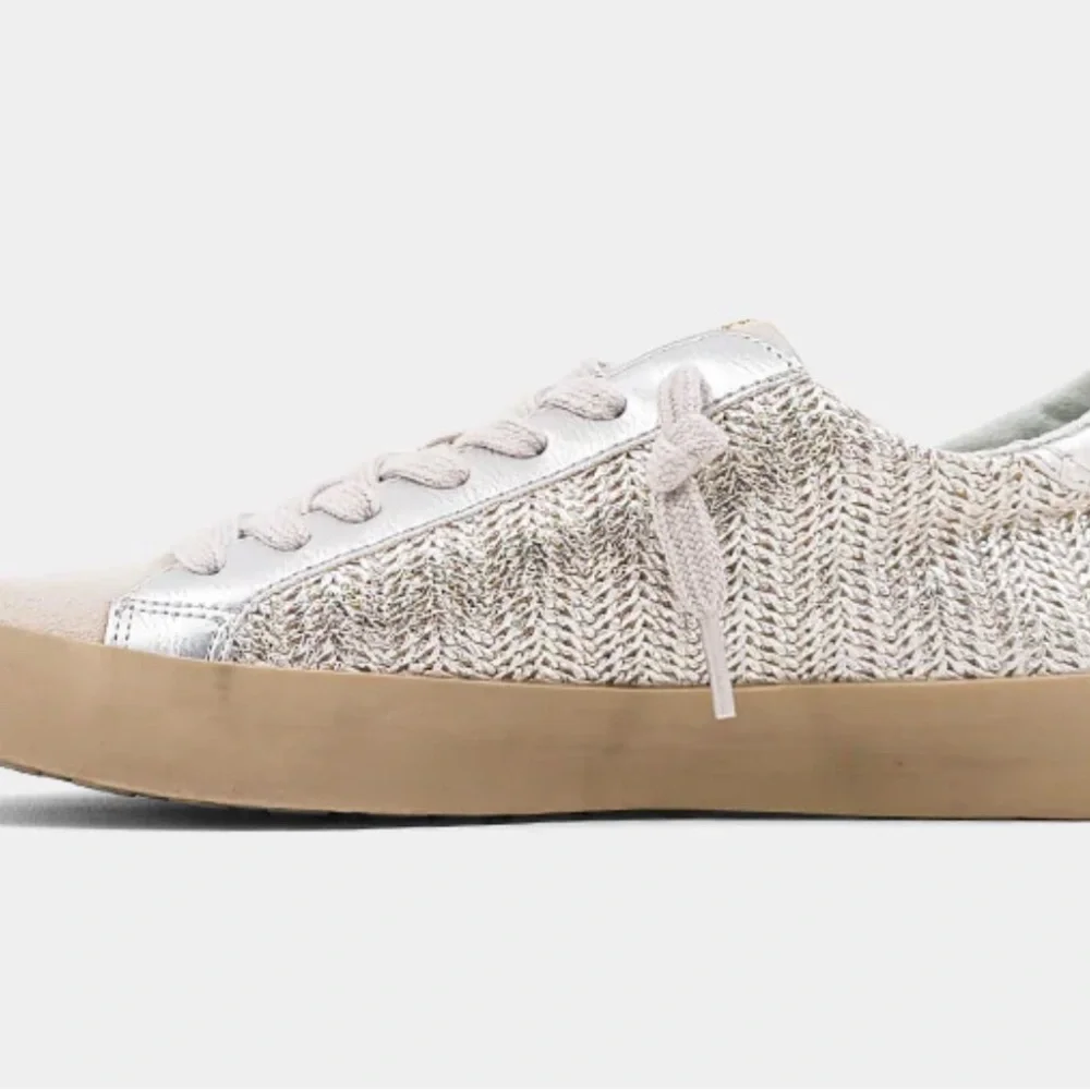 New shu shop Reba Silver and Beige Women's Sneakers size 8.5 - Picture 5 of 13